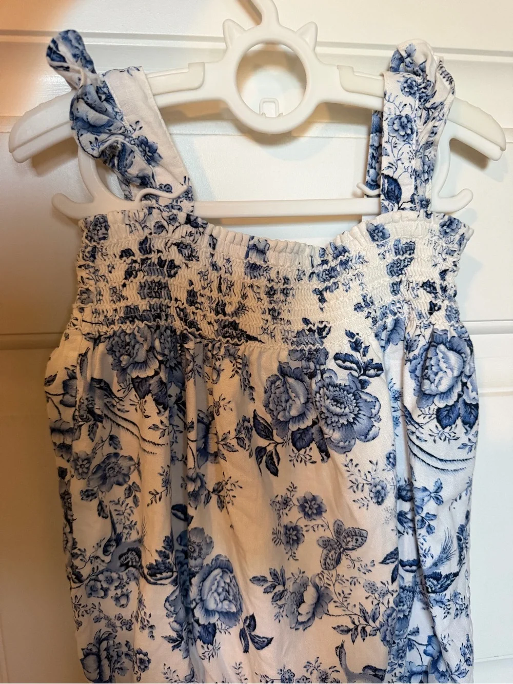 Ralph Lauren White & Blue Smocked Bubble Romper - 24M